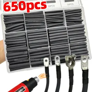 Black Heat Shrink Tube Kit Thermoresistant Tubing Shrink Wire Wrapping Electrical Connection Cable Insulation Sleeves Protecter