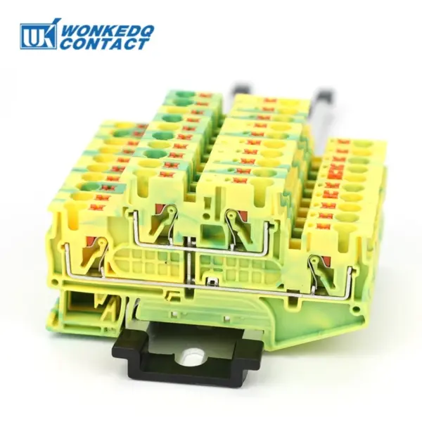 5Pcs PTTB4-PE 4mm² Ground Terminal Block Push-in Din Rail Dual Level Terminals 4 Position Grouding Connector 2-Layer PTTB 4 PE