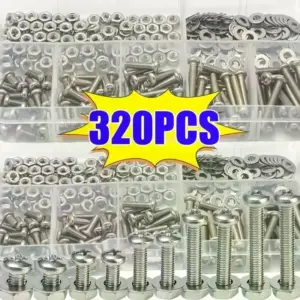 Stainless Steel Screw Kit 320PCS 304 Hex Button Socket Head Cap Hexagon Thread Metric Nut Bolt M2M5 Set