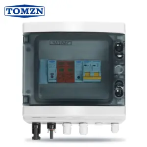 TOMZN Solar Photovoltaic PV Combiner Box With Lightning Protection 1 input 1 out DC 600V Fuse MCB SPD Waterproof Box IP65