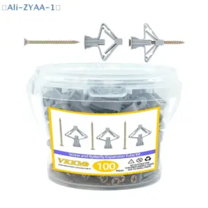 【ZYAA-1】100pcs Drywall Anchor Kit Hollow Wall Anchors Plasterboard Plugs Screws Butterfly Expansion Tube Pipe