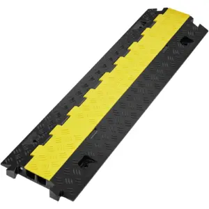 SucceBuy Cable Protector Ramp 1/3/5 PCS 2 Channel Heavy Duty Wire Cord Cover Ramp, TPR Flip-Open Top Cover Traffic Speed Bump