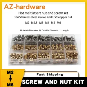 SL-type Double Twill Knurled Hot Melt Insert Nut And Screw Set 304 Stainless Steel Screw And Copper Thread Inlaid Nut Set