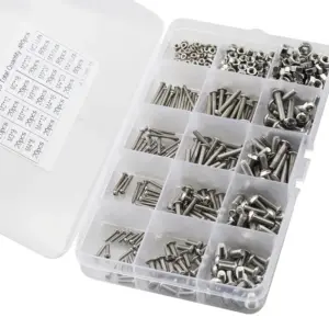 480pcs/set M2 M3 M4 Button Head Hex Socket Screw Bolt Nut Stainless Steel SS304 Screws Nuts Assortment Kit Fastener Hardware