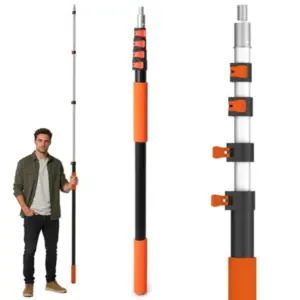 26FT Reach Telescoping Pole - 5 to 20FT Extension Pole, Portable Aluminum Telescoping Rod with Easy Flip Lock, Paint Roller Exte