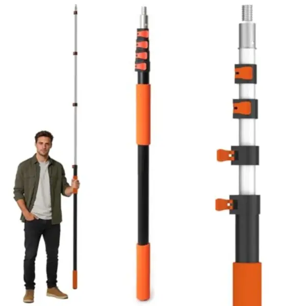 26FT Reach Telescoping Pole - 5 to 20FT Extension Pole, Portable Aluminum Telescoping Rod with Easy Flip Lock, Paint Roller Exte