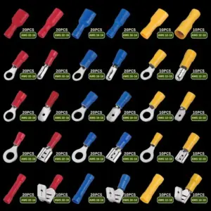 1200PCS Assorted Wire Crimp Terminals Electrical Connectors Crimper Insulated Spade Butt Ring Fork Ring Cable Terminal Kit
