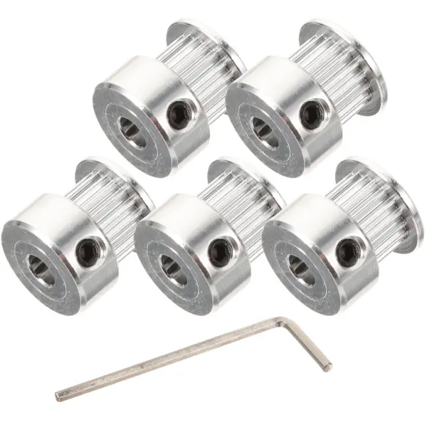 5Pcs Gt2 Timing Belt Pulley Aluminum 20 Teeth 5Mm Bore for 6Mm Width Gt2 Belt Linear Motion Stepper Motor 3D Printer Reprap