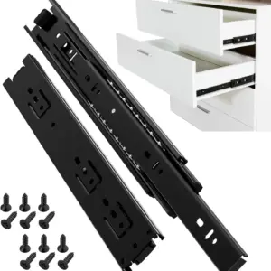 12 Inch Drawer Slides Full Extension Ball Bearing 100 LB Capacity Heavy Duty Metal Runners for Cabinet Kitchen Dresser Black