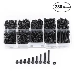 Fastener Assortment Set Machine Screw Bolt Repair Tool Accessory 280 Pcs M3 Head Hex Socket Bolt Screw Nut Metric Machine