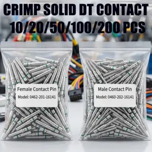 10PCS DT 1.5mm Series Stainless Steel Pin Contact 0462-201-16141 0460-202-16141,16AWG Deutsch Crimp Solid Female & Male Terminal