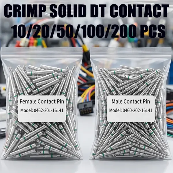 10PCS DT 1.5mm Series Stainless Steel Pin Contact 0462-201-16141 0460-202-16141,16AWG Deutsch Crimp Solid Female & Male Terminal