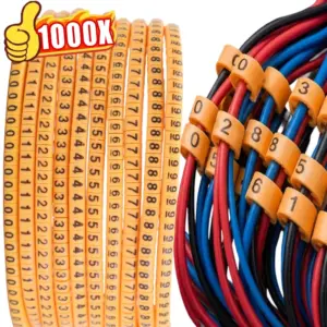 500/1000Pcs Cable Marker Tags PVC Wire Number Labels Insulated Waterproof Cable Identification Sleeve for Electrical Management