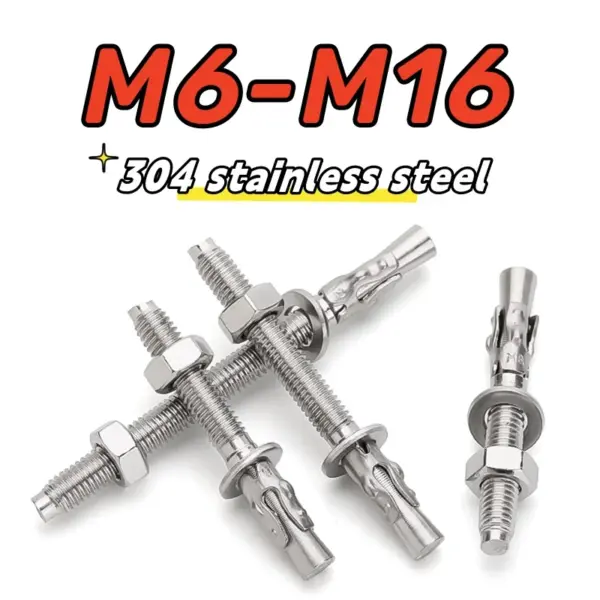 1-3pcs M6 M8 M10 M12 M16 304 stainless steel Expansion Screw Wedge Anchor Through Bolt Car Repair Gecko Repair Expansion Bolt