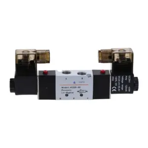 4V220-08 Air Pneumatic Solenoid Valve 5 way 2 Position 1/4" Aluminum Alloy Internal E 12VDC 24VDC 110VAC 220VAC 0.15-0.8Mpa