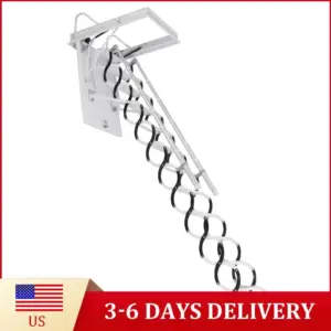 Ceiling Mounted Attic Ladder with Handrails Invisible Telescoping Stairs 660LBS Capacity Pull Down System For Home Duplex Villas