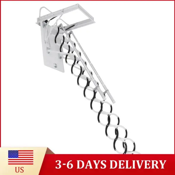 Ceiling Mounted Attic Ladder with Handrails Invisible Telescoping Stairs 660LBS Capacity Pull Down System For Home Duplex Villas