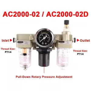 SMC Type AC2000-02 1/4" Pressure Regulator Gauge Air Compressor Filter Oil Moisture Separator For Water Filters Dehumidifier