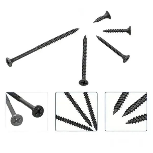 400/800Pcs M2 Black Self Tapping Screw Assortment Kit Locking Screws Wood Screws Hardware Fastener 1 Set
