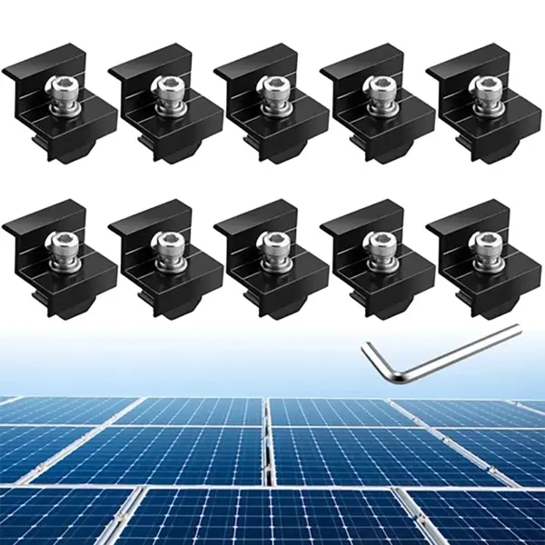 10pcs Aluminium Alloy 30mm Solar Panel Z Bracket Edge Clamp Solar Modules Fixing PV Bracket End Clamp Middle Clamp Mounting Rail