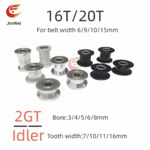 GT2 2GT 16T And 20 Teeth Synchronous Timing Idler Pulley Bore 3/4/5/6mm With Bearing For 6/9/10/15mm Belt 3D Printer Accessories