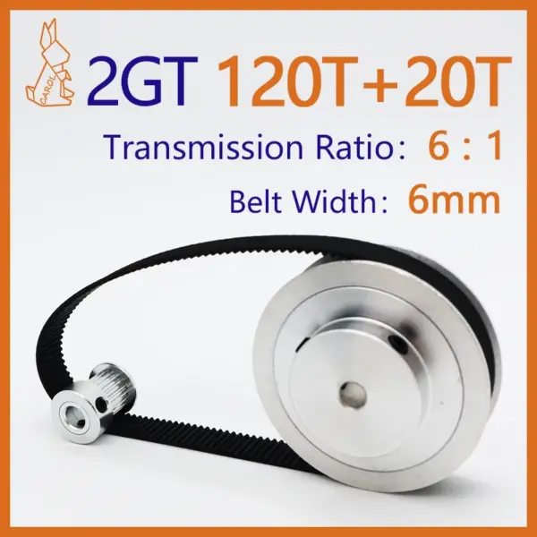 120Teeth 20Teeth 2GT Belt Pulleys Set Belt Width 6mm Reduction 6:1 3D Printer Synchronous Wheels GT2 Timing Pulley Set 20T 120T