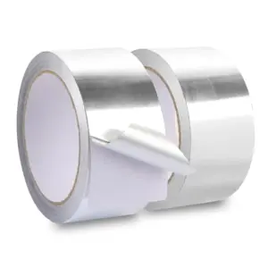 Aluminum Foil Tape 50m Roll, 100u/0.1mm Thickness, Strong Adhesion, Multi-Sized, Waterproof & Heat Insulation for HVAC, Ducting