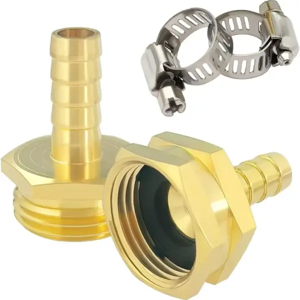 3/8" Garden Hose Repair Kit - Brass Male & Female Connectors with Clamps