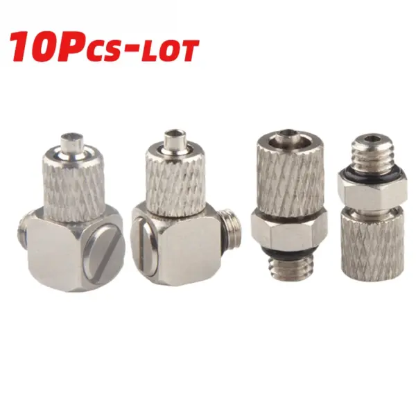 Nickel Plated Brass Mini Pneumatic Fitting PC Straight Elbow M3 M4 M5 M6 Thread 4mm 6mm Tube Push In Connector PL4-M5 6-M510pcs