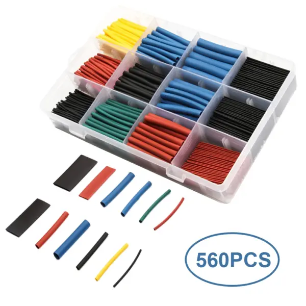 560pcs 2:1 Heat Shrink Tubing Assortment Kit Electric Insulation Wrap Cable Sleeve with Storage Box Portable