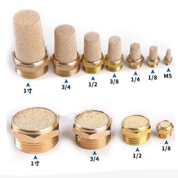 10pcs  Noise Filter Brass Muffler 1/8 1/4 3/8 1/2 3/4 Pneumatic Plug Silencer Air for Solenoid Valve Fitting Pipes