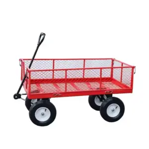 Heavy duty steel mesh courtyard garden tools trolley four-wheel removable side outdoor diesel cart practical