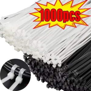 250/500/1000Pcs Black Nylon Cable Ties Self-locking Cord Ties Straps Adjustable Cables Fastening Loop Home Office Wire Zip Tie