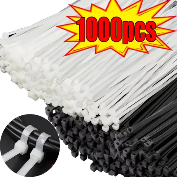 250/500/1000Pcs Black Nylon Cable Ties Self-locking Cord Ties Straps Adjustable Cables Fastening Loop Home Office Wire Zip Tie