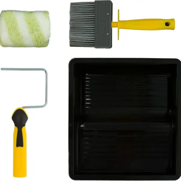 Max Coat Exterior Paint Roller & Brush Set for Shed Fences Decking Masonry, 4 Piece Pack with Large Tray