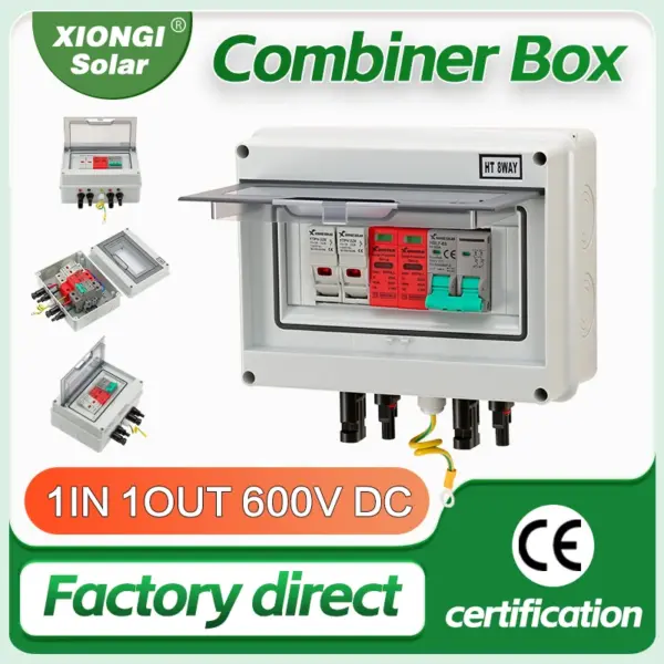 Solar photovoltaic PV Combiner Box DB With Ground Wire 1 in 1-out DC 600V Fuse MCB SPD Waterproof 1 string Box IP65 wholesale