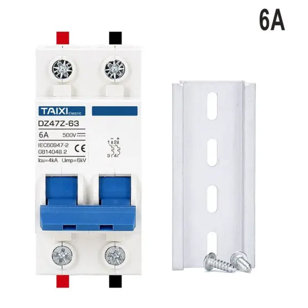 4pcs/set Circuit Breaker 6/10/16/20/25/32/40/50/63Amp DC Photovoltaic MCB Solar MCB W/DIN Rail&screws 2P DC500V DC Photovoltaic