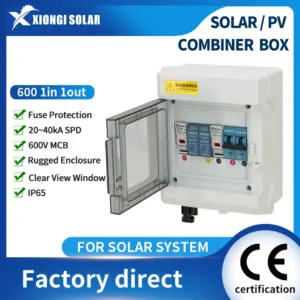 PV Combiner Box 1-In-1-Out DC with Fuse MCB SPD Solar Panel Photovoltaic Protection Box Full Copper Wire for Renewable Energy