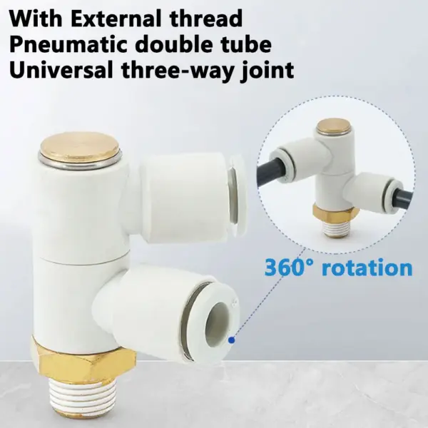 1PCS Dual Tube Elbow Quick Connect Pneumatic Fitting 4-12mm Push In Thread M5x0.8"1/8"1/4"3/8"1/2 360°Swivel Easy Installation