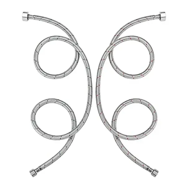Length Faucet Flexible Hose 1/2- FIP x 3/8- Compression Braided Stainless Steel Supply Lines for Bathroom Faucet, Pack of 2