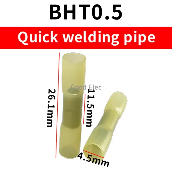 50PCSYellow BHT-0.5 Shrinkable Butt Waterproof Connector Splice Butt Heat Shrink Tube Joint and Connectors,20-22AWG 0.3-0.5MM²