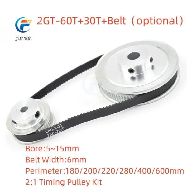 GT2 2M Voron 2GT Timing Belt Pulley Set 3D Printer 30T 60Teeth Reduction Accessories Belt Width 6 mm Bore5-15mm Synchronous Gear