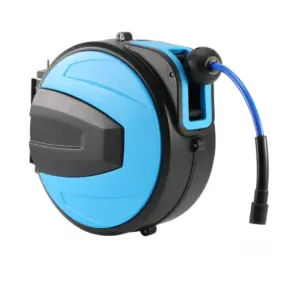 Retractable Air Hose Reel,  Auto Rewind Air Compressor Hose Reel with EU Quick Connect Coupler, 180° Swivel Wall for Auto Repair