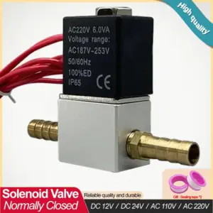 DC12V 24V AC110V 220V Normally Closed 1/4"Silent Oil Free Bidirectional NormallyClosed Pneumatic Solenoid Valve