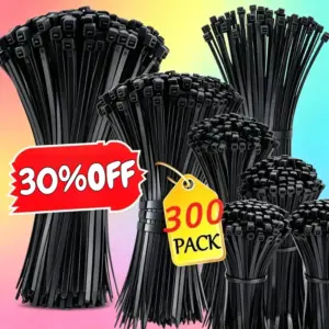 Nylon Cable Ties Adjustable Self-locking Cord Ties Straps Fastening Loop Reusable Plastic Wire TiesBlack Nylon Zip Ties