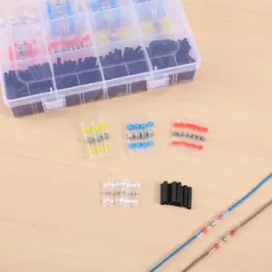 300Pcs Solder Seal Wire Connectors Kit Heat Shrink Butt Connectors Electrical Wiring Insulated Terminals Automotive Marine Boat
