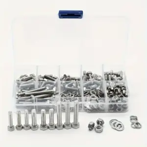 240pcs 304 Stainless Steel Hexagonal Bolt Set M3*6 to 20 Nut And Gasket Combination Fastener Bolt Set for Home Repair