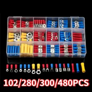 62/102/280/300/480PCS Insulated Cable Connector Wire Crimp Spatula Butt Ring Fork Kit Ring Lug Rolled Terminal Kit