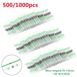 Green 100/1000pcs Waterproof Heat Shrink Solderless Ring Terminals Heat Shrink Tube Quick Connect Wire Middle Terminal Easy Use