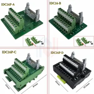 IDC16 IDC 16 Pin Male Connector to 16P Terminal Block Breakout Board Adapter PLC Relay Terminals DIN Rail Mounting